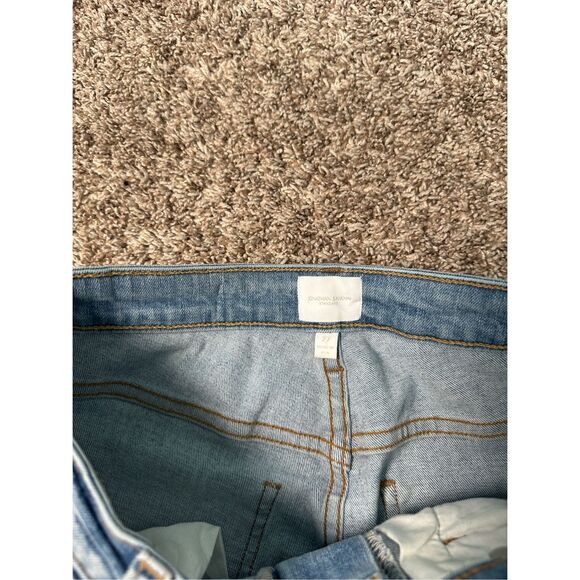 Jonathan Simkhai River High Rise Straight Leg Jeans Light Wash Frayed Hems 27 - Picture 6 of 14